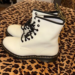 Dr. Martens White Boots with Black Trim